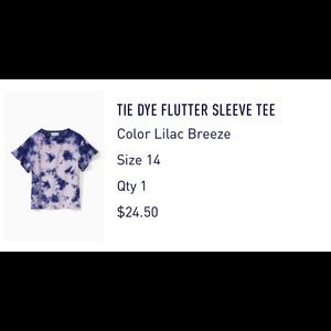 Tie Dye Flutter Sleeve Tee
